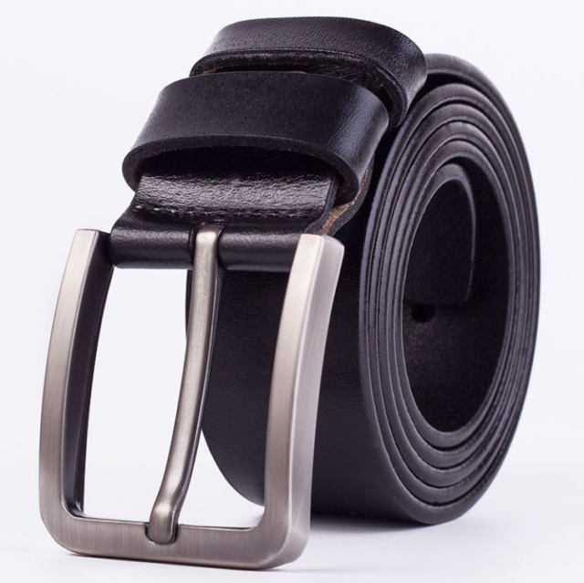 UK Mens Genuine Leather Belt Belts Real New Buckle For Trouser Jeans Black Brown