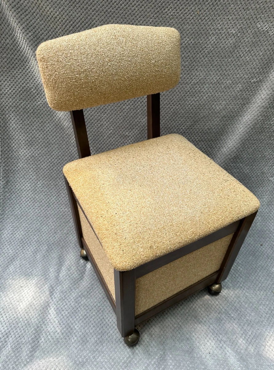 Vintage Stump Brand Rolling Sewing Storage Chair/Hassock—Excellent