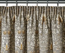 Pair of William Morris Snakeshead Pewter & Gold Lined Curtains - 3 Lengths