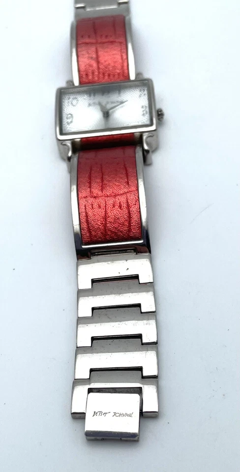Betsey Johnson Red & Silver Watch Wristwatch Women’s Rectangle Quartz 2035 - Image 3 of 4
