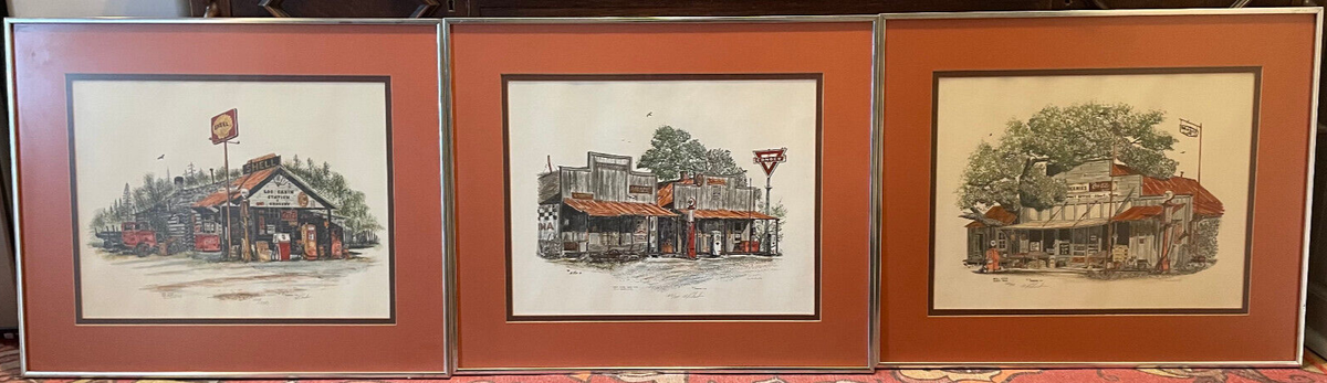 Vintage Al Richardson Limited Edition Framed Prints Texas Gas