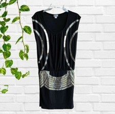 Sienna Women’s Black & Silver Dress Low waist sleeveless Size S