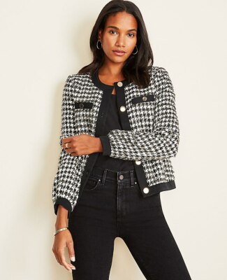 petite houndstooth blazer