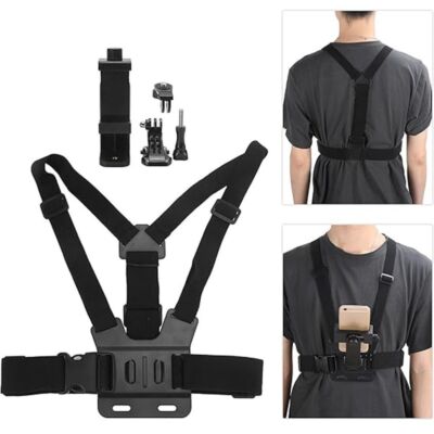 Adjustable Mobile Phone Selfie Chest Strap With Clip Holder Camera Sports