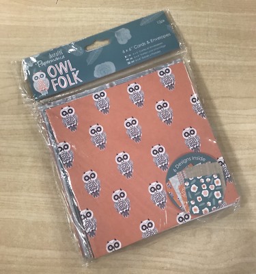 docrafts Papermania Owl Folk 12-Pack of 6 x 6'' Cards & Envelopes - NEW!