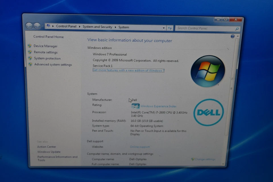 Dell Optiplex Desktop Quad Core i7-2600 3.4GHz 16GB RAM 500G HD Windows 7 64-Bit - Image 2 of 4