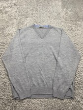 Raffi Sweater Men Large 52 Heather Gray Extra Fine Merino Wool V Neck Pullover