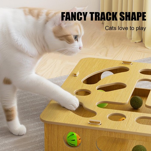 Cat Hunting Box Confuse a Cat Box Puzzle Wood Cat Interactive Toy with Feather - Picture 9 of 12
