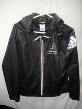 WOMENS BLACK ADIDAS WINDBREAKER BASE LAYER RAIN CLIMASTORM HOOD JACKET SIZE S 40