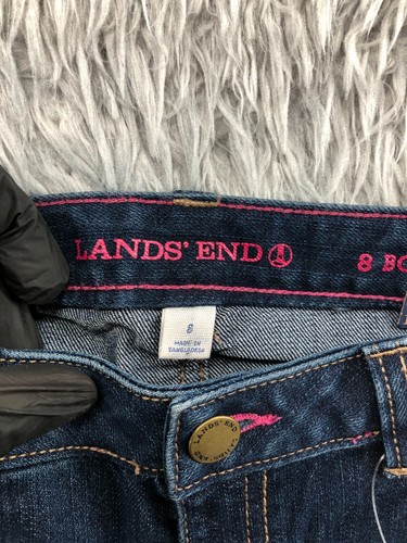 Lands' End Bootcut Jeans Size 8 Girls Dark Wash Blue Adjustable Waist - Picture 8 of 13