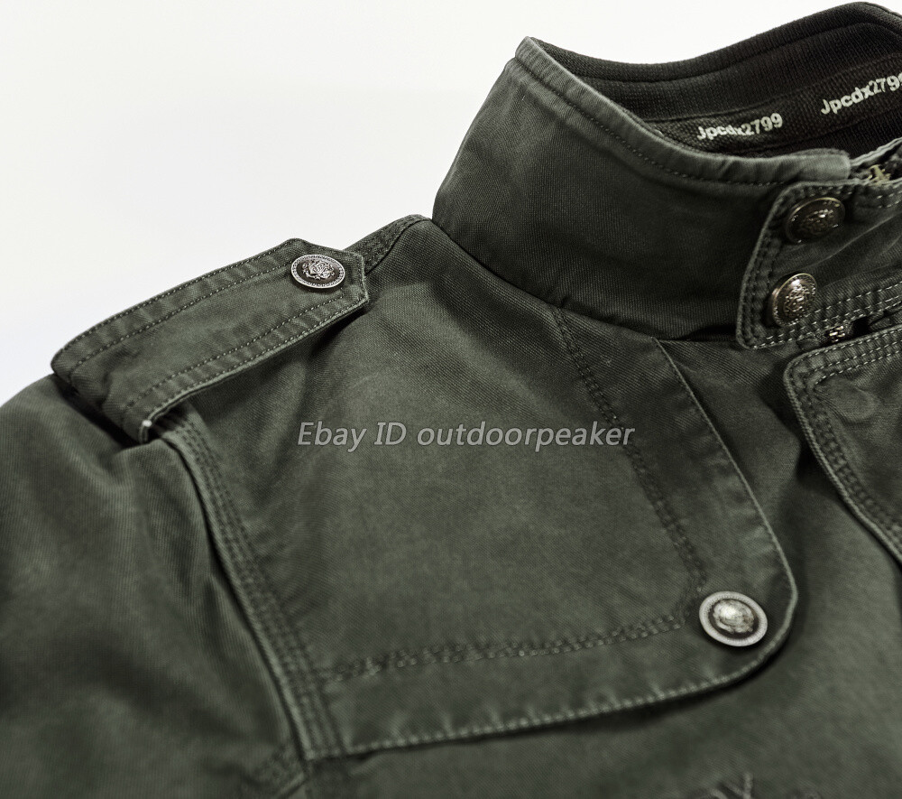 S-7XL Mens Spring Fall Coat Jacket Outwear Cotton Blend Zipper