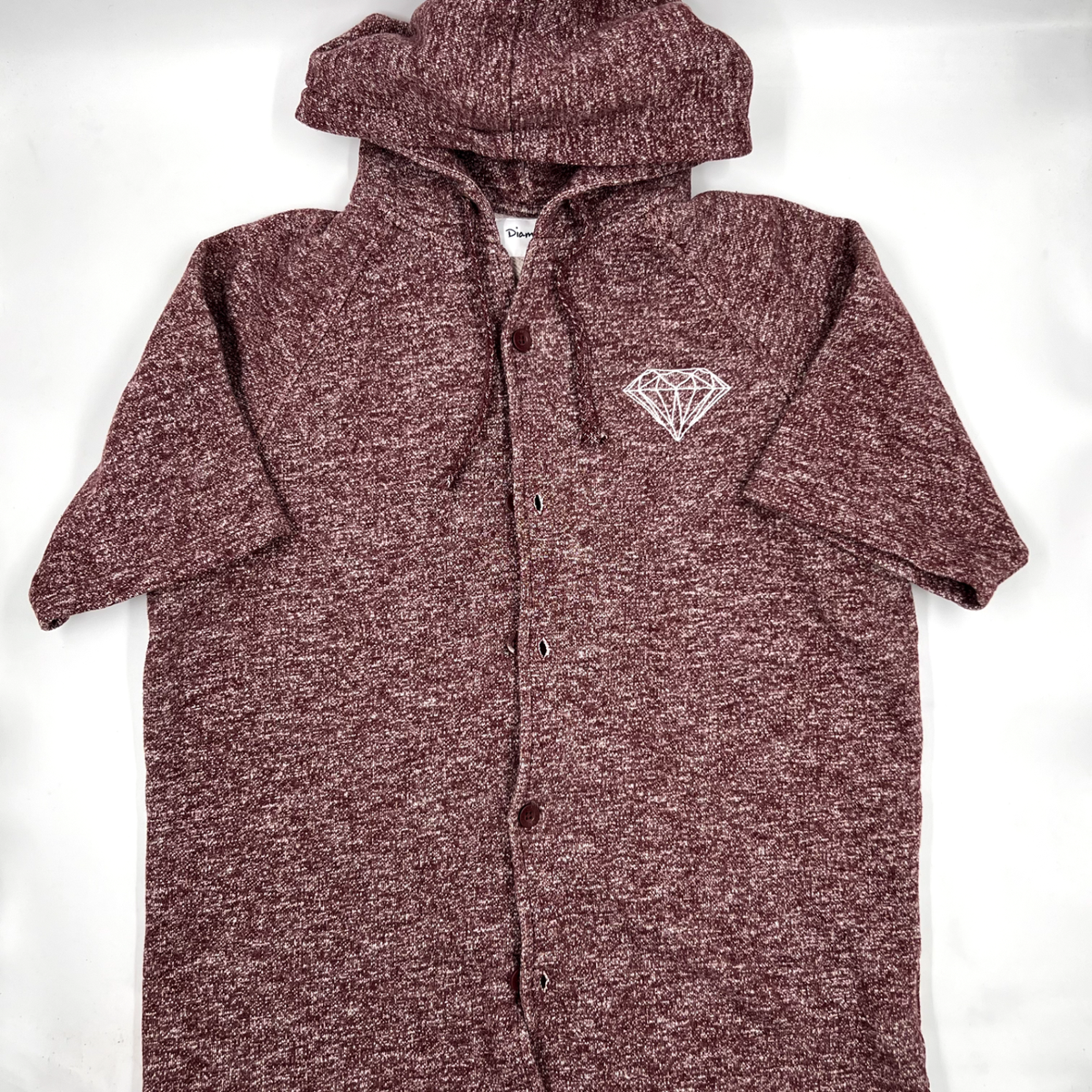 Diamond Supply Mens Short Sleeve Hoodie Size M Red Burgundy