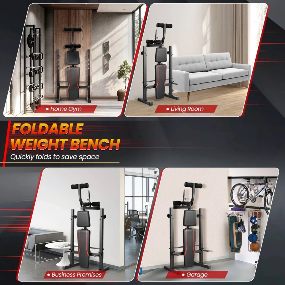 8 in 1 600LBS Weight Bench Set with Squat Rack Leg Extension & Leg Curl ...