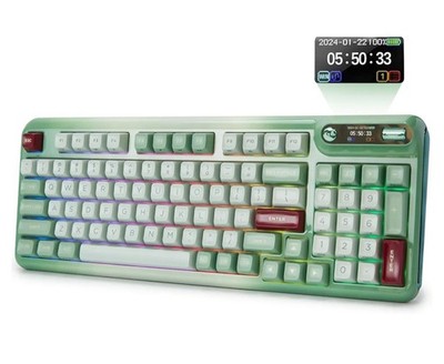 KZZI Z98 Wireless Mechanical Keyboard, Smart Display & Knob, BT5.0 green