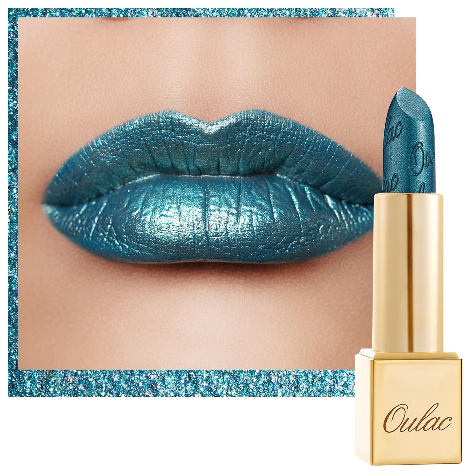 Olac Oulac Green Lipstick For Women With Metallic 3D Shine Lightweight Hydr - Image 2