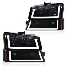 LED DRL Headlights for Avalanche Silverado 2003-2006 Smoky Black Amber