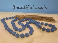 Mala - Natural Lapis Matte/Frosted Hand Knotted Necklace Meditation Beads