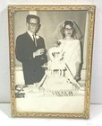 Black & White Wedding Photo Gold Frame Vintage 1950s 60s Funny Humorous Couple — photo 2
