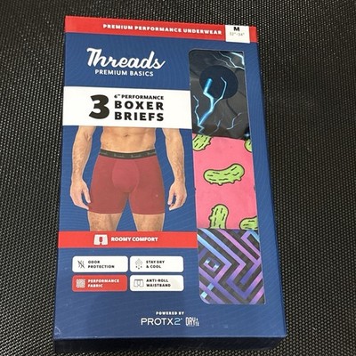 Threads Men's Underwear, 6'' Performance Boxer Briefs 3-Pack M 32''-34'' Multi