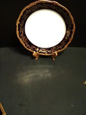 Weimar KATHARINA 20003 Cobalt Blue &Gold Floral Trim Dinner Plate
