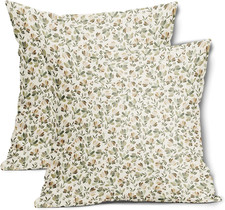 Spring Daisy Floral Pillow Covers 18X18 Inch Sage Green Brown Beige Vintage Flow