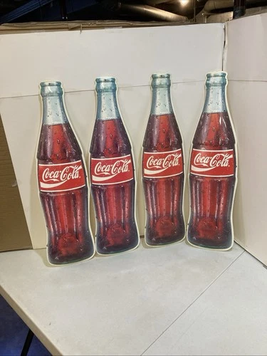 Vintage 1970’s In Store Coca Cola Molded Plastic Bottle Display Signs 4 PCs