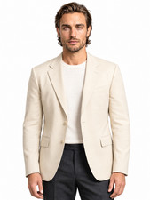 Men s Cream Leather Blazer Sports Coat Genuine Lambskin Tailored Fit S-XXL