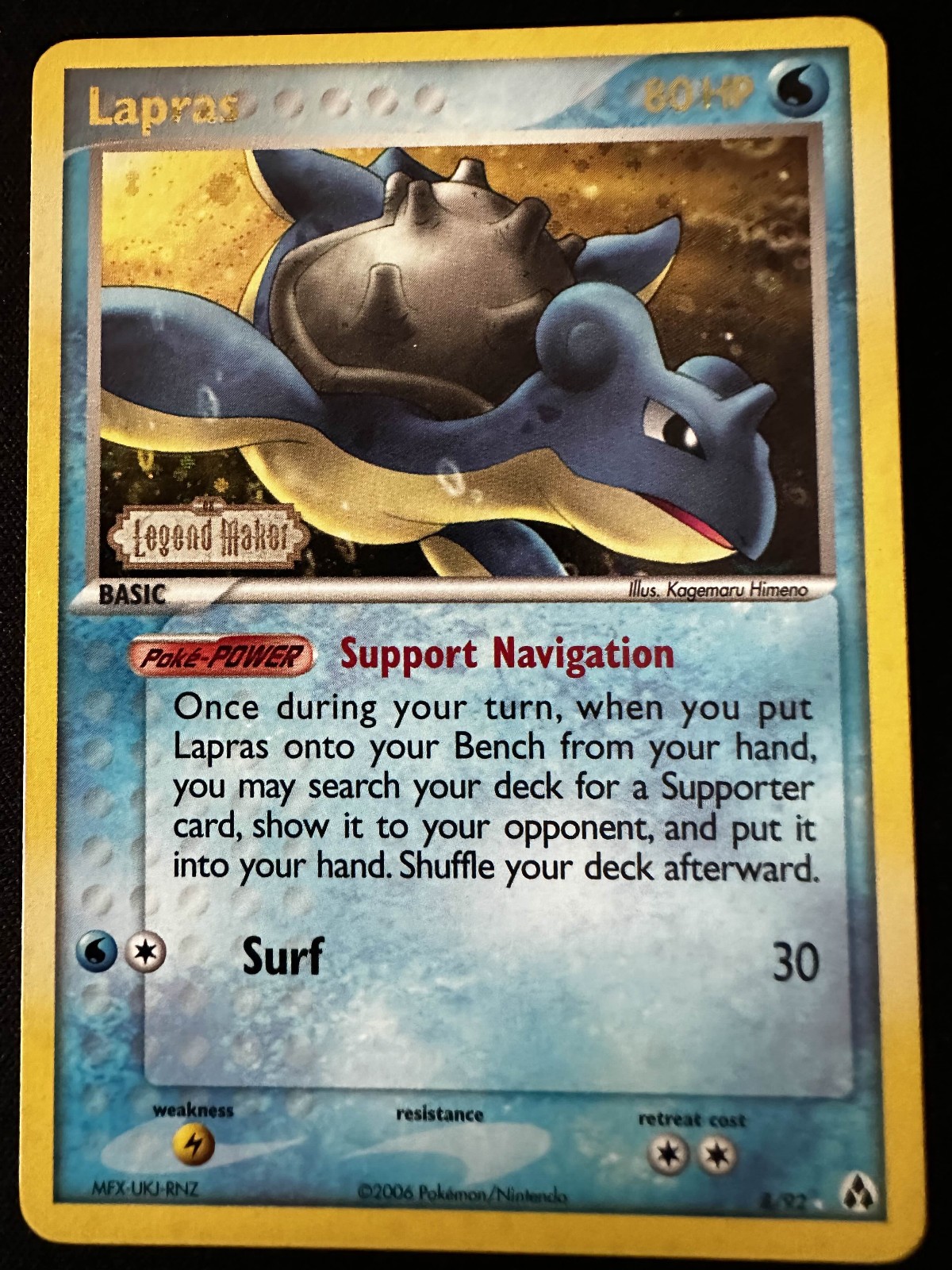 Lapras 8/92 Legend Maker Reverse Holo Rare Stamped Pokemon TCG Vintage 2006 NM