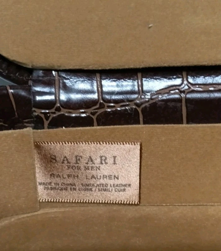 Estuche de Viaje Ralph Lauren De Colección Hombres Safari Cuero Marrón Imitación Cocodrilo Cubierta Dura Foto 4 de 4