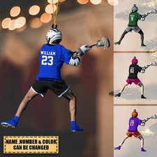 Personalized Lacrosse Christmas Ornament Custom Name Number Gift