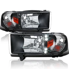 Black Fits 1994-2001 Dodge Ram 1500 2500 3500 Headlights Led Lamps Left+Right
