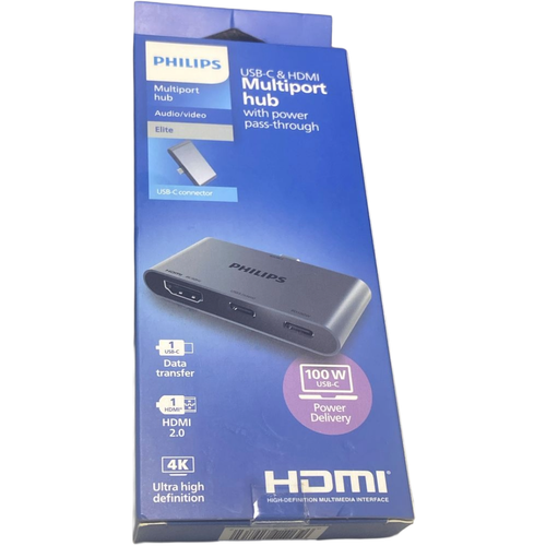 Philips USB-C Hub Multipuerto 4K Adaptador HDMI 100W PD Transferencia Rápida de Datos - Imagen 7 de 8