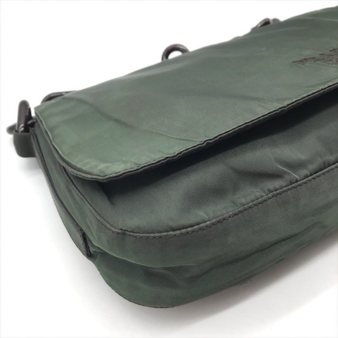 PRADA Nylon Tessuto Logo Embroidery Plaque Chain Shoulder Bag Green k3810 thumbnail 5