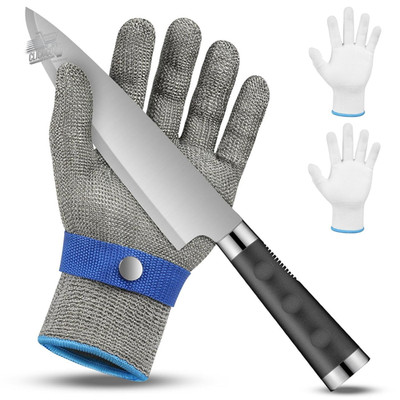 Stainless Steel Cutproof Gloves Level 9 Work Butcher Meat Oyster Nylon L