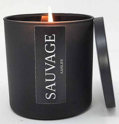 Scented Candle Sauvage Inspired by Cologne, Gift for Men, USA, 50-Hour Burn 10oz