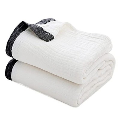  Cotton Muslin Throw Blanket for Adults,Breathable Twin-60'' x 80'' 3-cream White