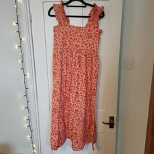 Beautiful Hand Made Red And Pink Floral Dress Vintage Style Size 10 Ladies