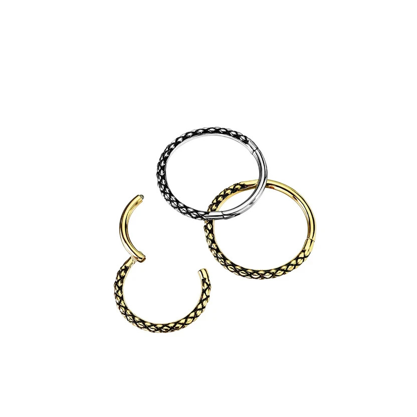 Piercing anneau cartilage et nez en acier chirurgical 316L motif créole serpent
