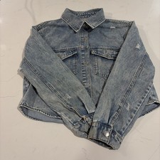Cropped oversized denim jacket in light blue, Size M