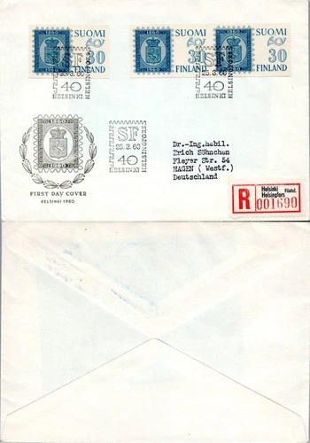 FINLAND FDC RGISTERED 1960 HELSINKI   (A2/43)