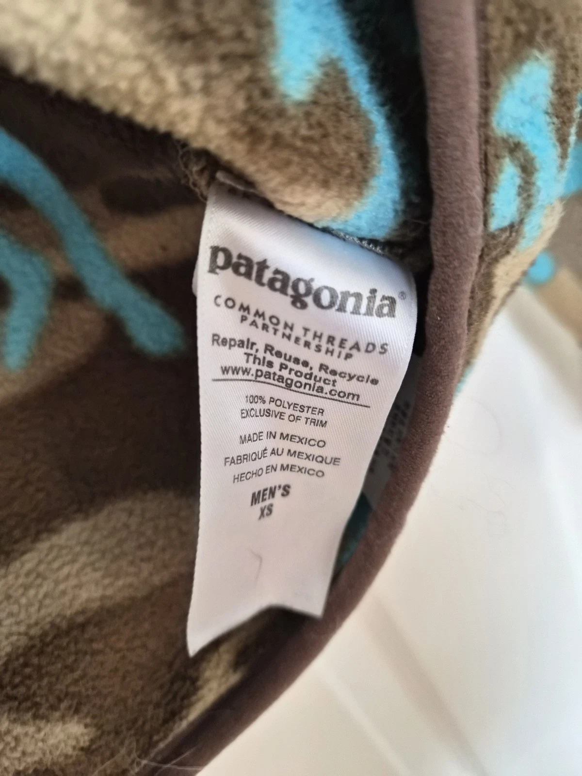 Patagonia Lightweight Synchilla Snap-T Men's Small Forest Camo Howling Turquoise - product detail image 4