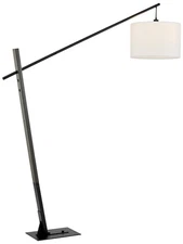 Stockton Charcoal Gray and Black Adjustable Arc Floor Lamp