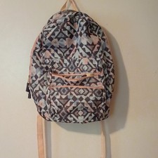 Unisex Kids Geometric Multicolor Polyester Zip Backpack w/ Adjustable Straps