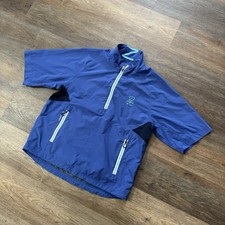 Zero Restriction Blue S/S 1/4 Zip Windshirt Men  s Sz M Golf Preppy Course Logo