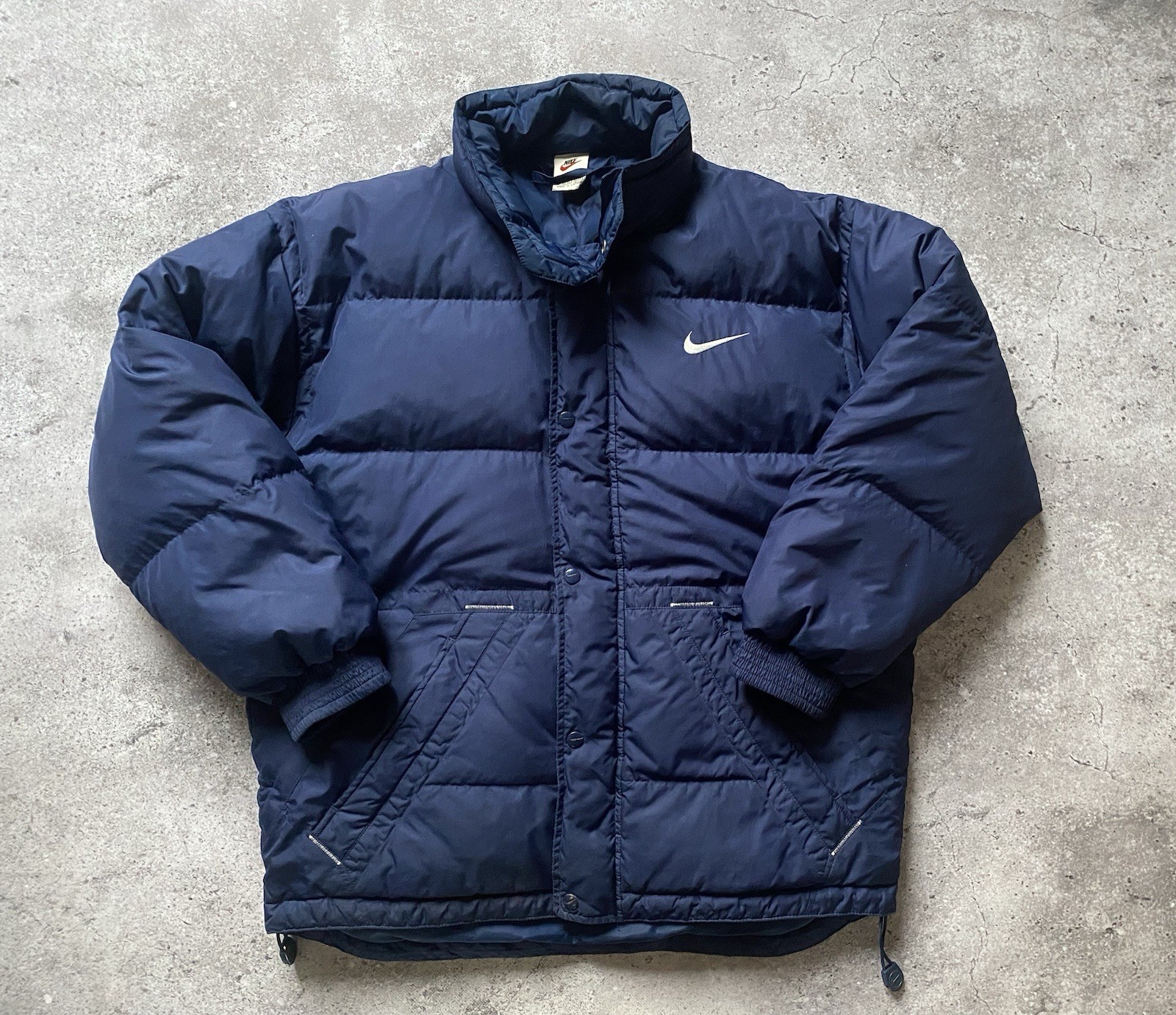 SACAI X NIKE Giubbotto piumino Nike vintage blu anni 90 grande logo swoosh uomo invernale taglia S