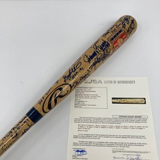 Beautiful Hall Of Fame Multi Signed Baseball Bat 52 Sigs Willie Mays JSA COA