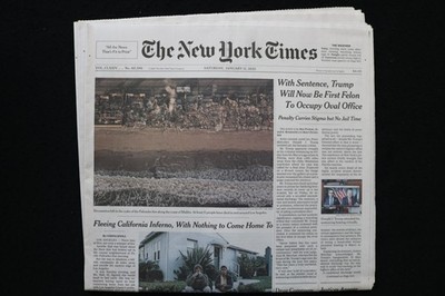 2025 JANUARY 11 NEW YORK TIMES - TRUMP WILL BE FIRST FELON TO