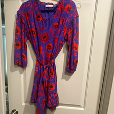 Alice + Olivia Purple Red Floral Chiffon Wrap Midi Dress M CC907P91507
