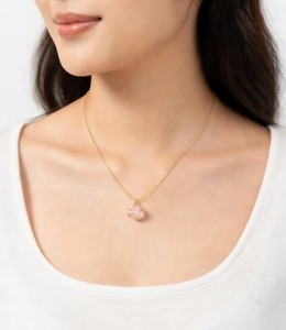 Authentic CLEARANCE Natural Raw Rose Quartz Necklace 18K Gold Plated 18" Princess Chain