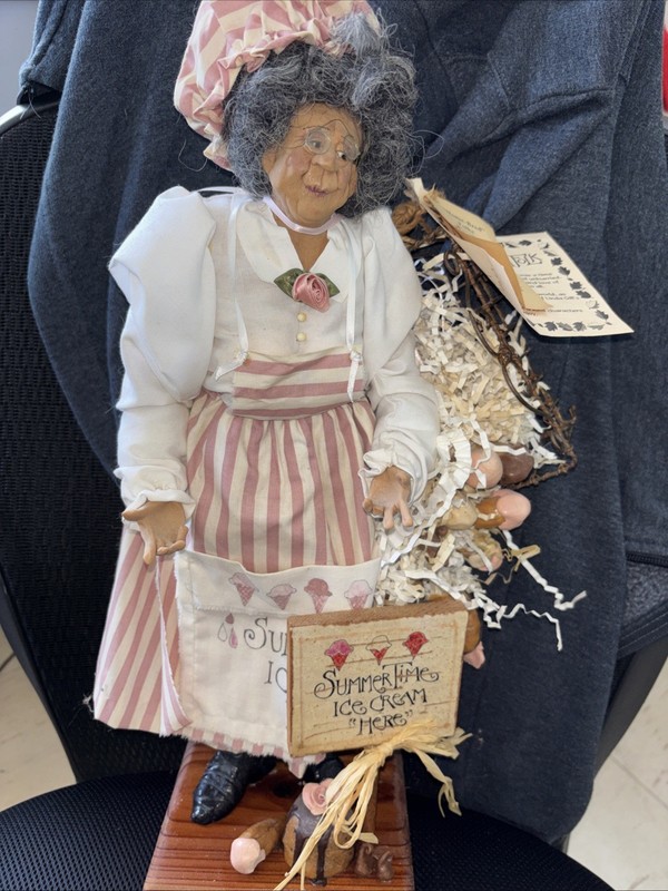 Home Bred Folk Doll by Linda Gill Signed Hand Sculpted Summertime